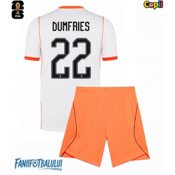 Țările de Jos Denzel Dumfries #22 Echipament de Fotbal Replică Mondial 2026 Copii Deplasare (+ Șorturi)
